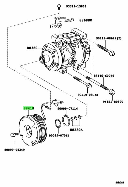 Buy Genuine Toyota 884106A190 (88410-6A190) Clutch Assy, Magnet. Prices ...