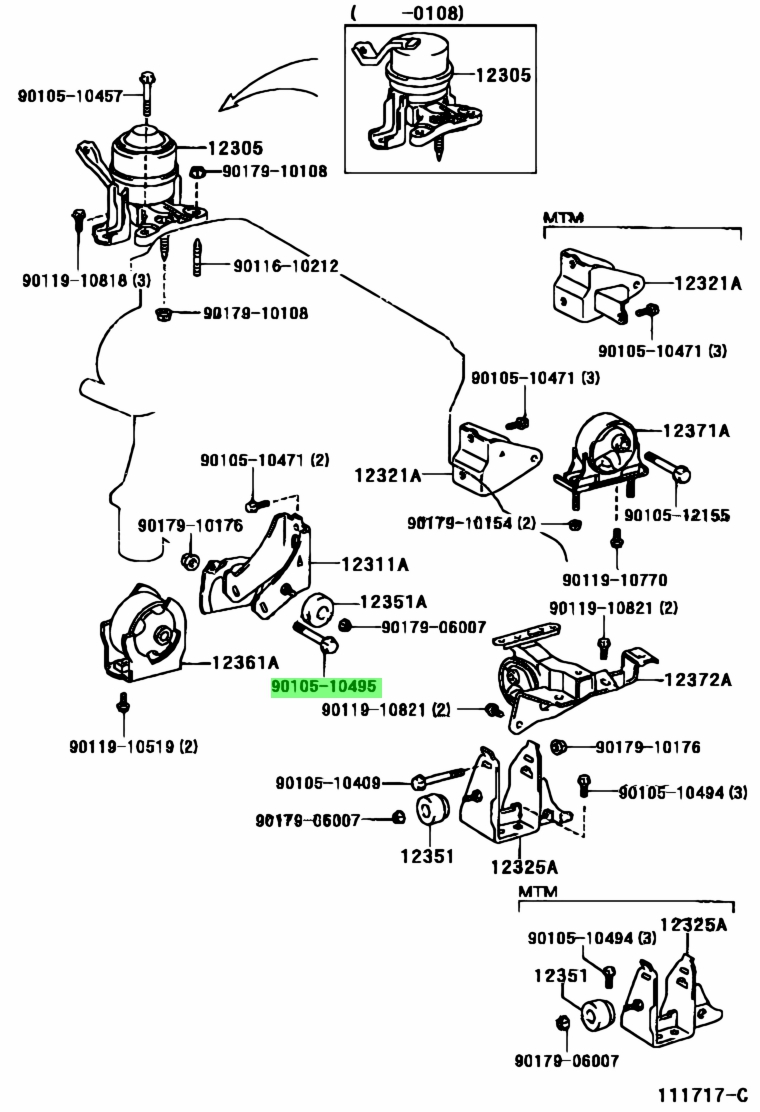  Toyota 9010510495 90105 10495 