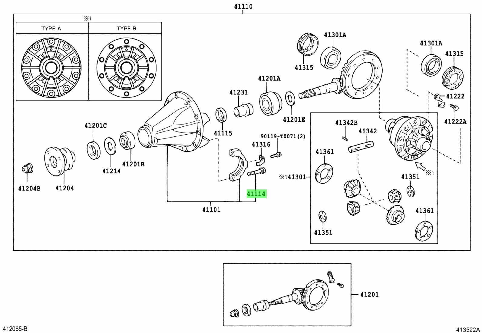  Toyota 90105T0081 90105 T0081 Bolt Rear Differential Bearing