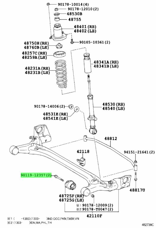 Buy Genuine Toyota 9011912357 (90119-12357) Bolt. Prices, fast shipping ...