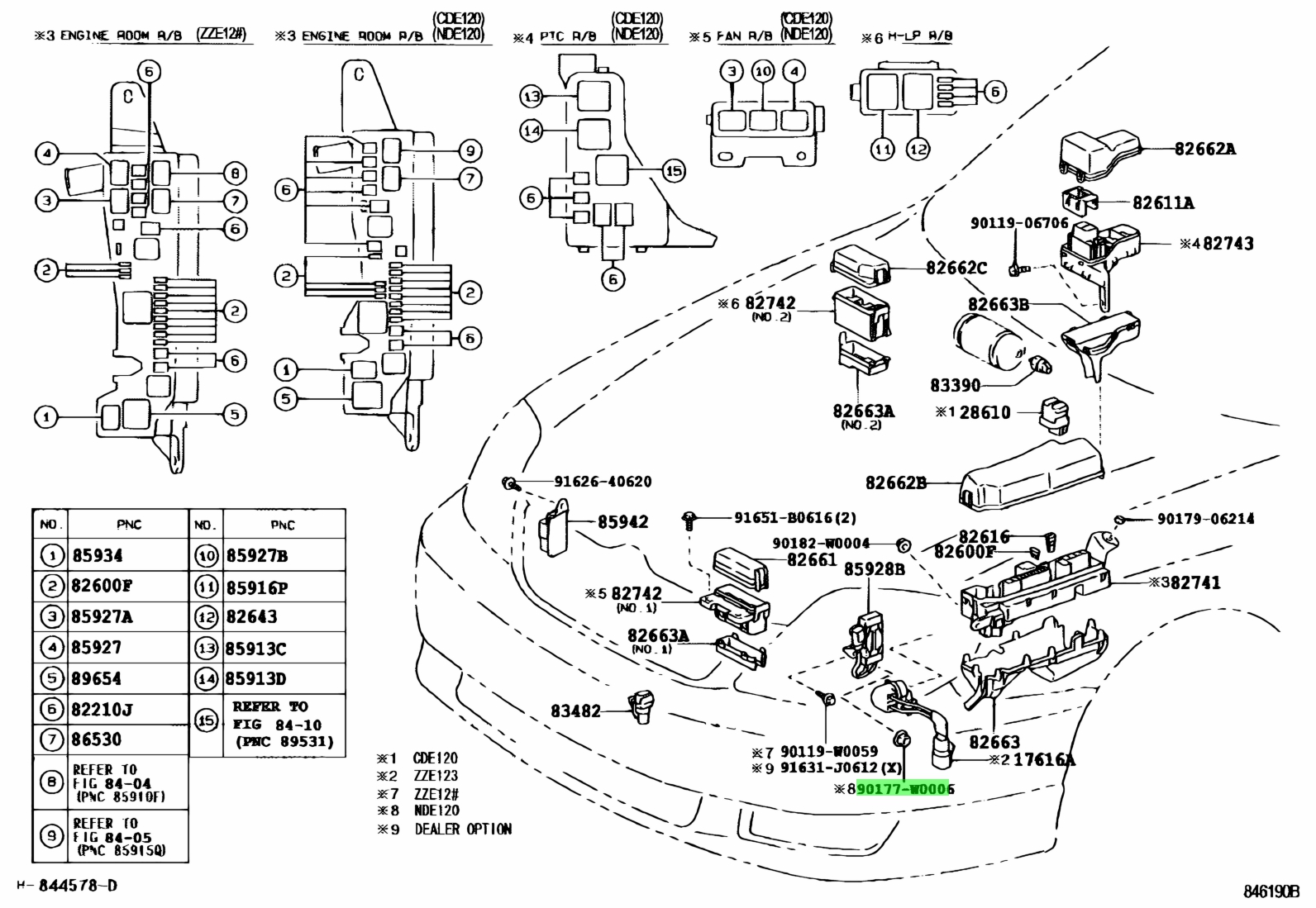 Refer p. 90177w0006. Nde120. Toyota 82600-97205-f. Toyota 90182-10006.