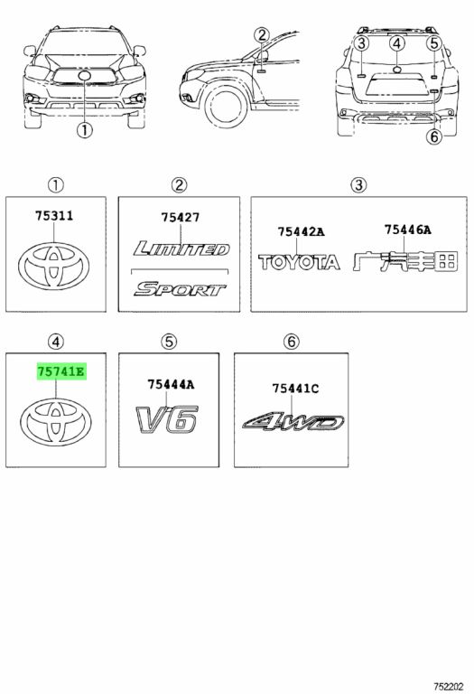 Buy Genuine Toyota 9097502063 (90975-02063) Emblem. Prices, fast ...