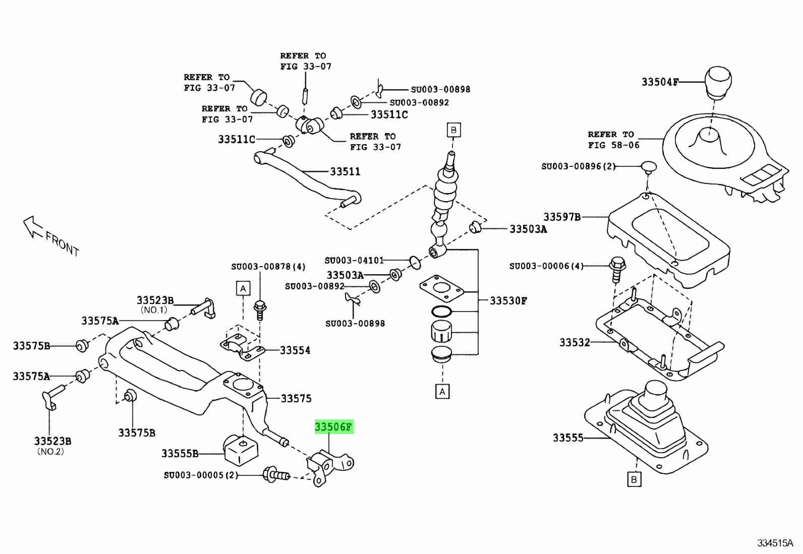 Refer to fig. ATM, 6-Speed Floor Shift; двигатель: (2arfe) 2500cc 16-Valve DOHC EF. 33504f 33504-42060-b0. 33503sma003. Toyota 33530-02160.