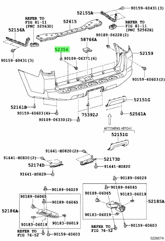 Genuine Toyota 52356-60050 (5235660050) CUSHION, REAR BUMPER STEP ...