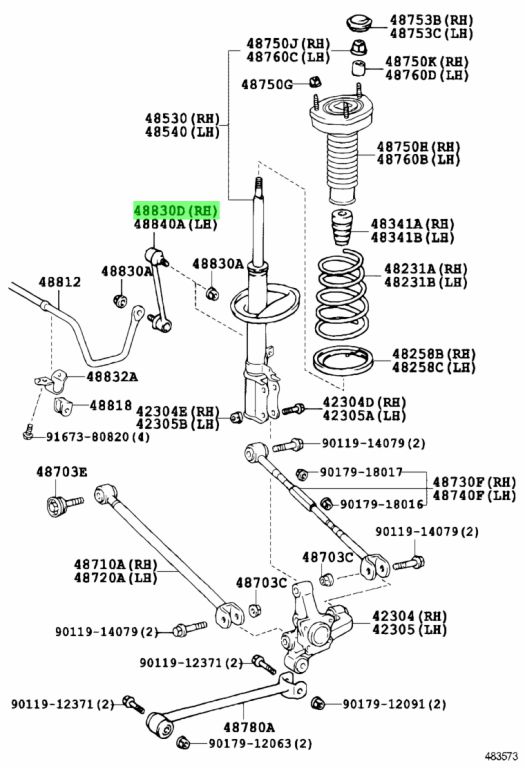 Genuine Toyota 48830-33040 (4883033040) LINK ASSY, REAR STABILIZER ...