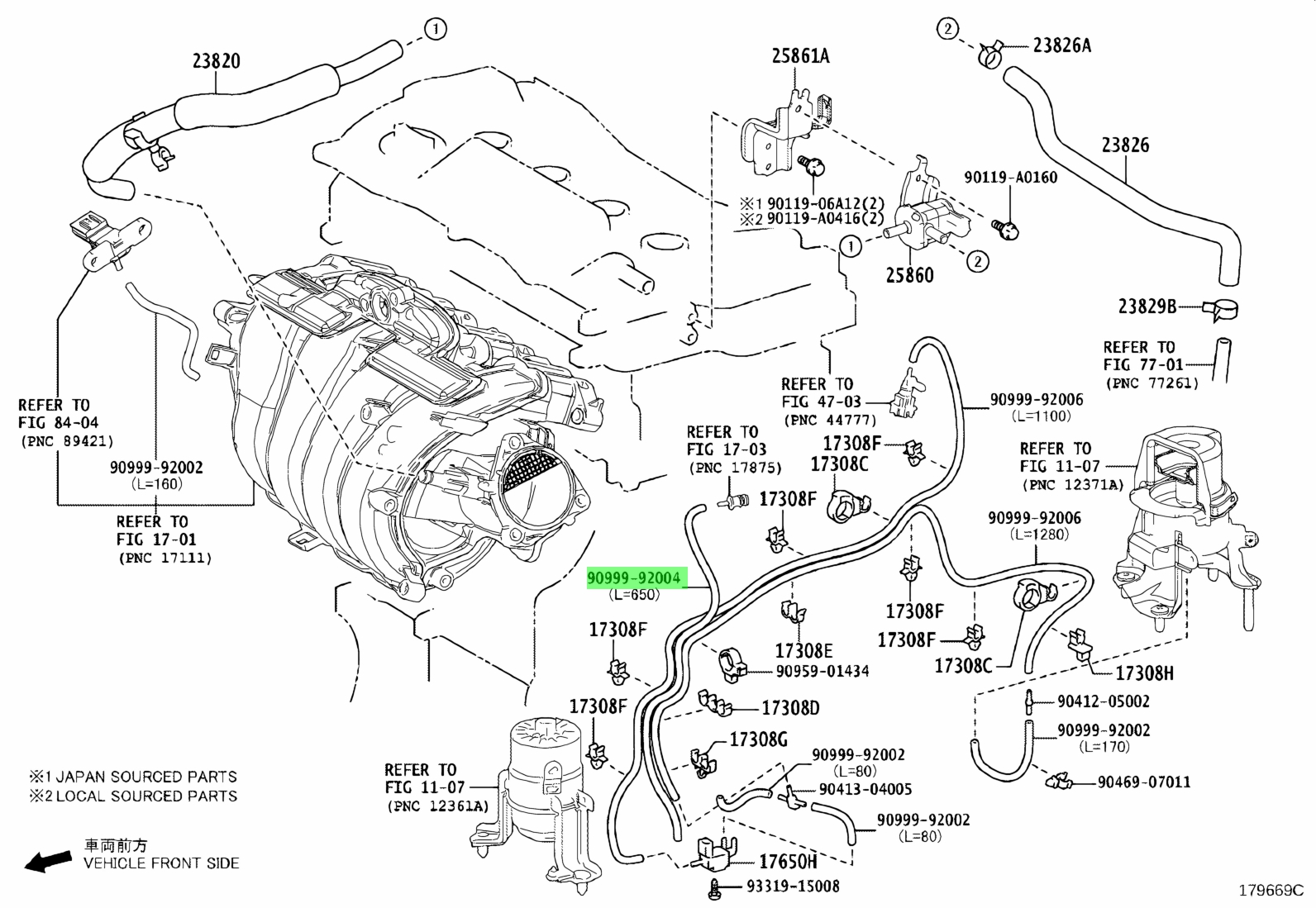 Genuine Toyota 90999-92004 (9099992004) HOSE (FOR IDLE UP DEVICE); HOSE ...