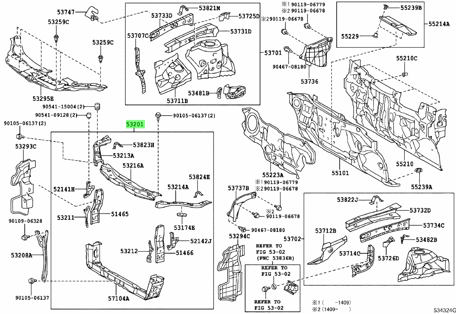 Buy Genuine Toyota 53201-33182 (5320133182) Support Sub-Assy, Radiator ...