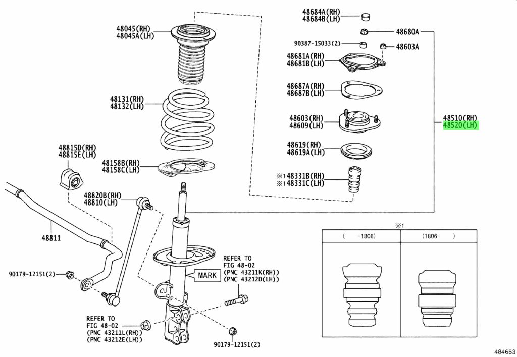 Genuine Toyota 48520-80213 (4852080213) ABSORBER ASSY, SHOCK, FRONT LH ...