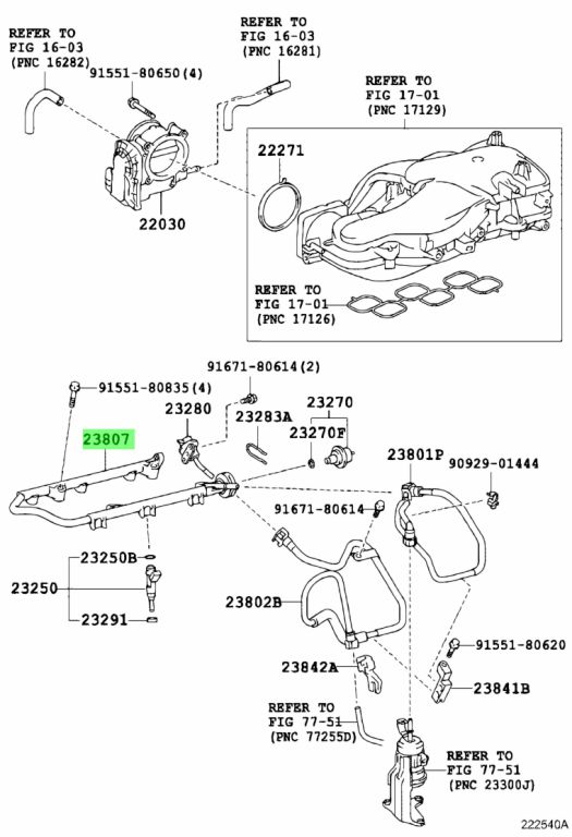 Genuine Toyota 23807-31120 (2380731120) PIPE SUB-ASSY, FUEL DELIVERY ...