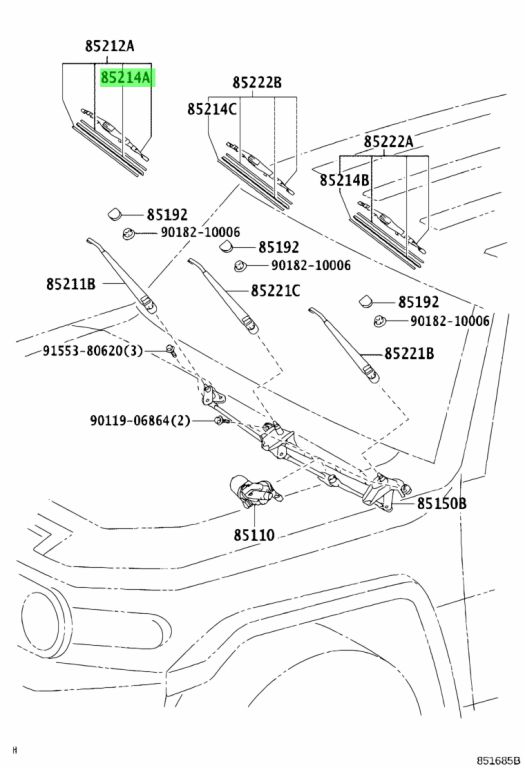 Buy Genuine Toyota 85214-68011 (8521468011) Rubber, Wiper. Prices, Fast ...