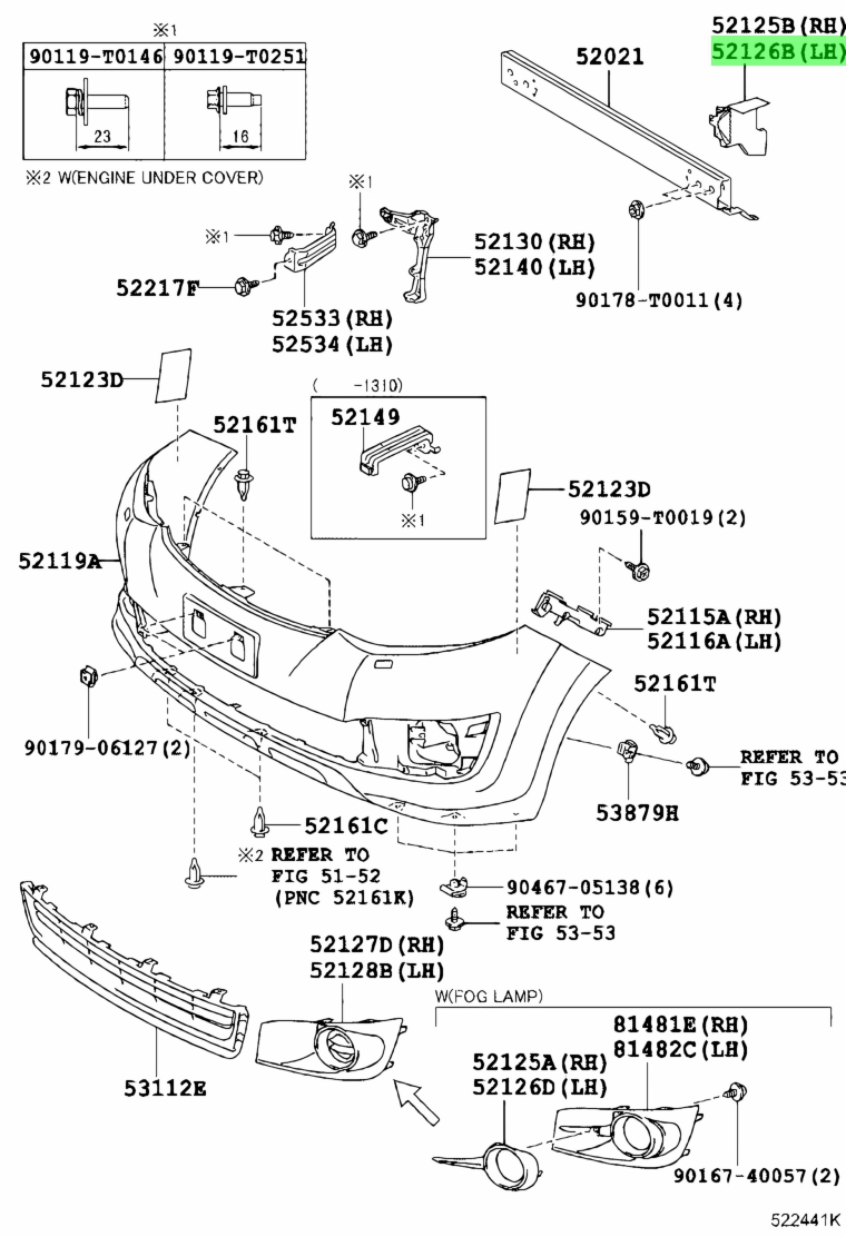 Genuine Toyota 52126-0K010 (521260K010) EXTENSION, FRONT BUMBER ...