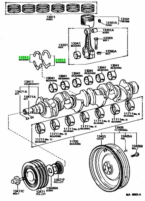 Buy Genuine Toyota 1101143010 (1101143010) Washer Set, Crankshaft