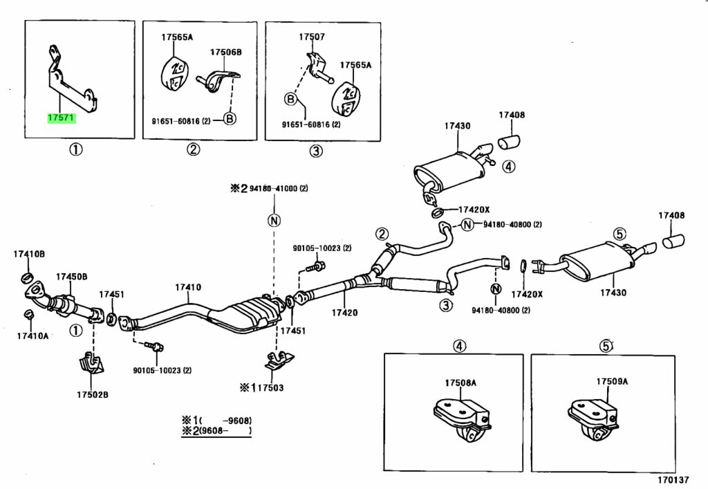 Buy Genuine Toyota 1750646140 (17506-46140) Bracket, Exhaust Pipe ...