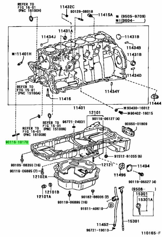 Genuine Toyota 90116-10170 (9011610170) BOLT, DOUBLE SIDED - Amayama