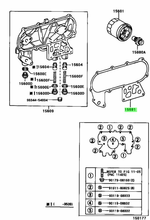 Buy Genuine Toyota 1569254050 (15692-54050) Gasket, Oil Filter. Prices 