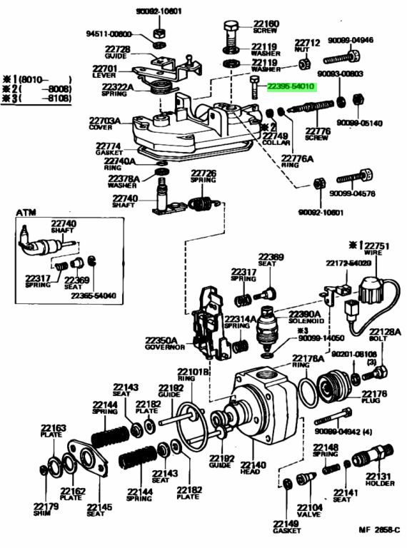 Genuine Toyota 22395-54010 (2239554010) BOLT, SOCKET (FOR INJECTION ...