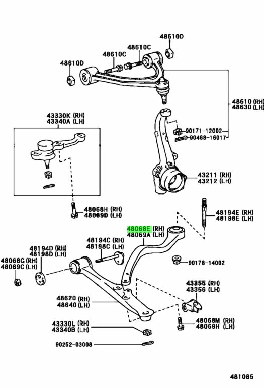 Buy Genuine Toyota 4866030280 (48660-30280) Arm Sub-Assy, Front ...