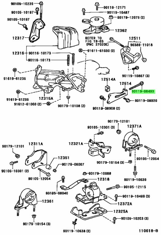 Genuine Toyota 90119-08493 (9011908493) Bolt - Amayama