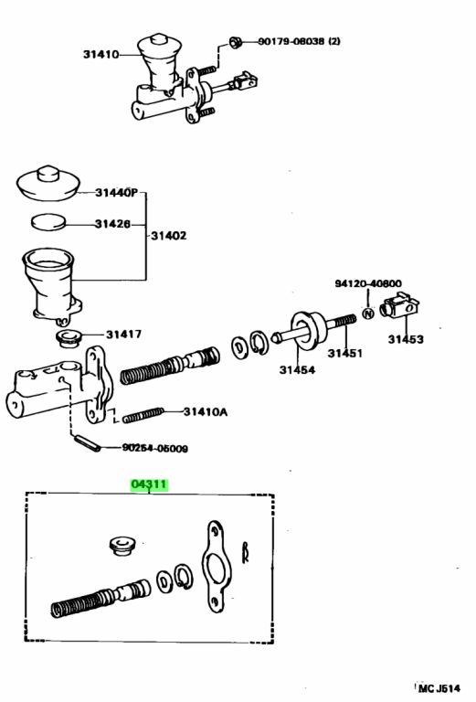 Buy Genuine Toyota 04311-22040 (0431122040) Cylinder Kit, Clutch Master ...