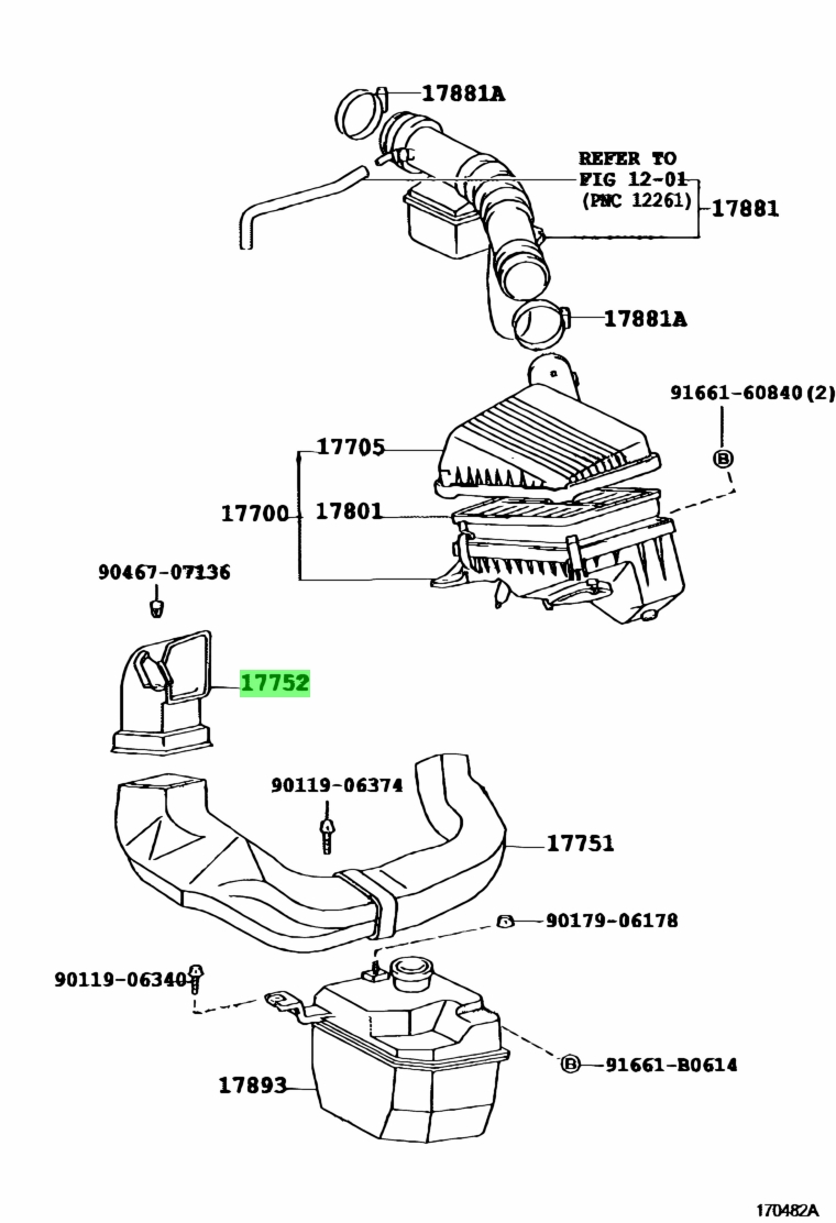 Genuine Toyota 17753-15010 (1775315010) INLET, AIR CLEANER, NO.2 - Amayama