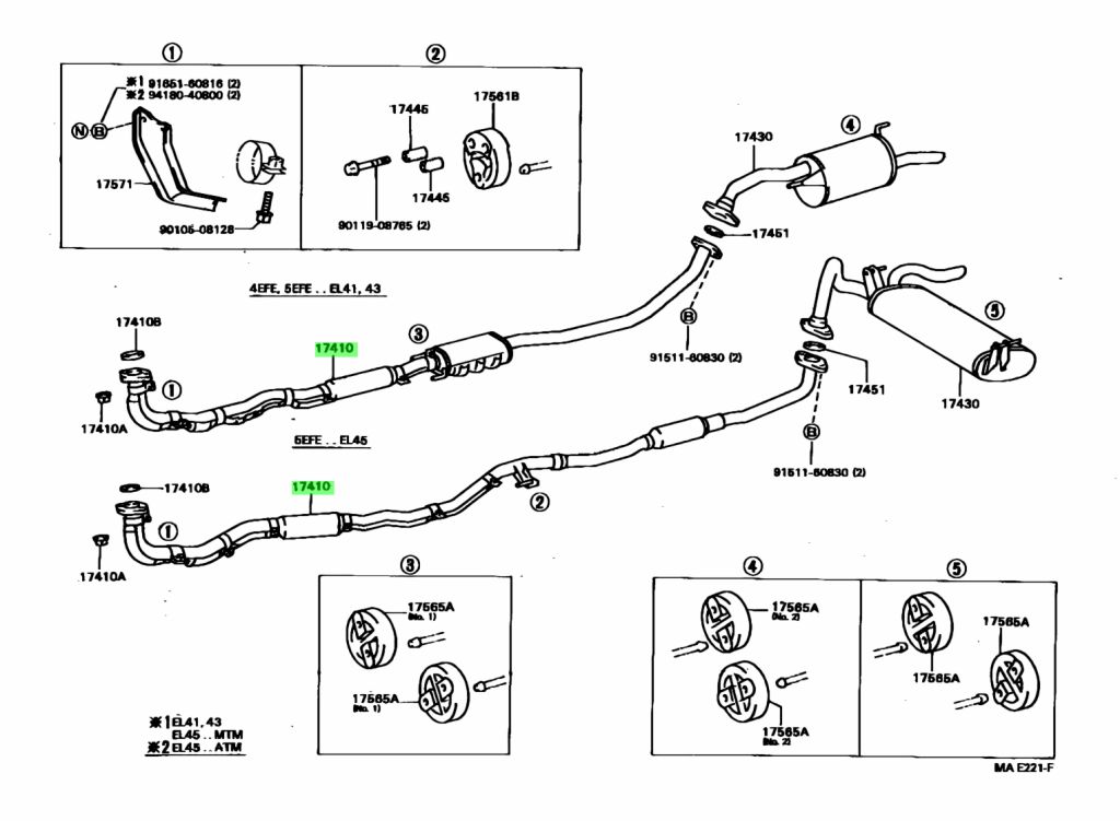 Genuine Toyota 17410-11460 (1741011460) PIPE ASSY, EXHAUST, FRONT - Amayama