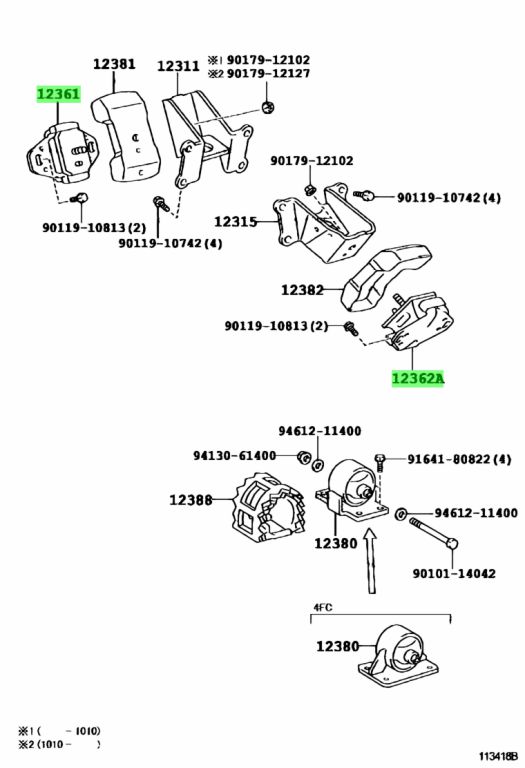 Buy Genuine Toyota 1236130100 (12361-30100) Insulator, Engine Mounting ...