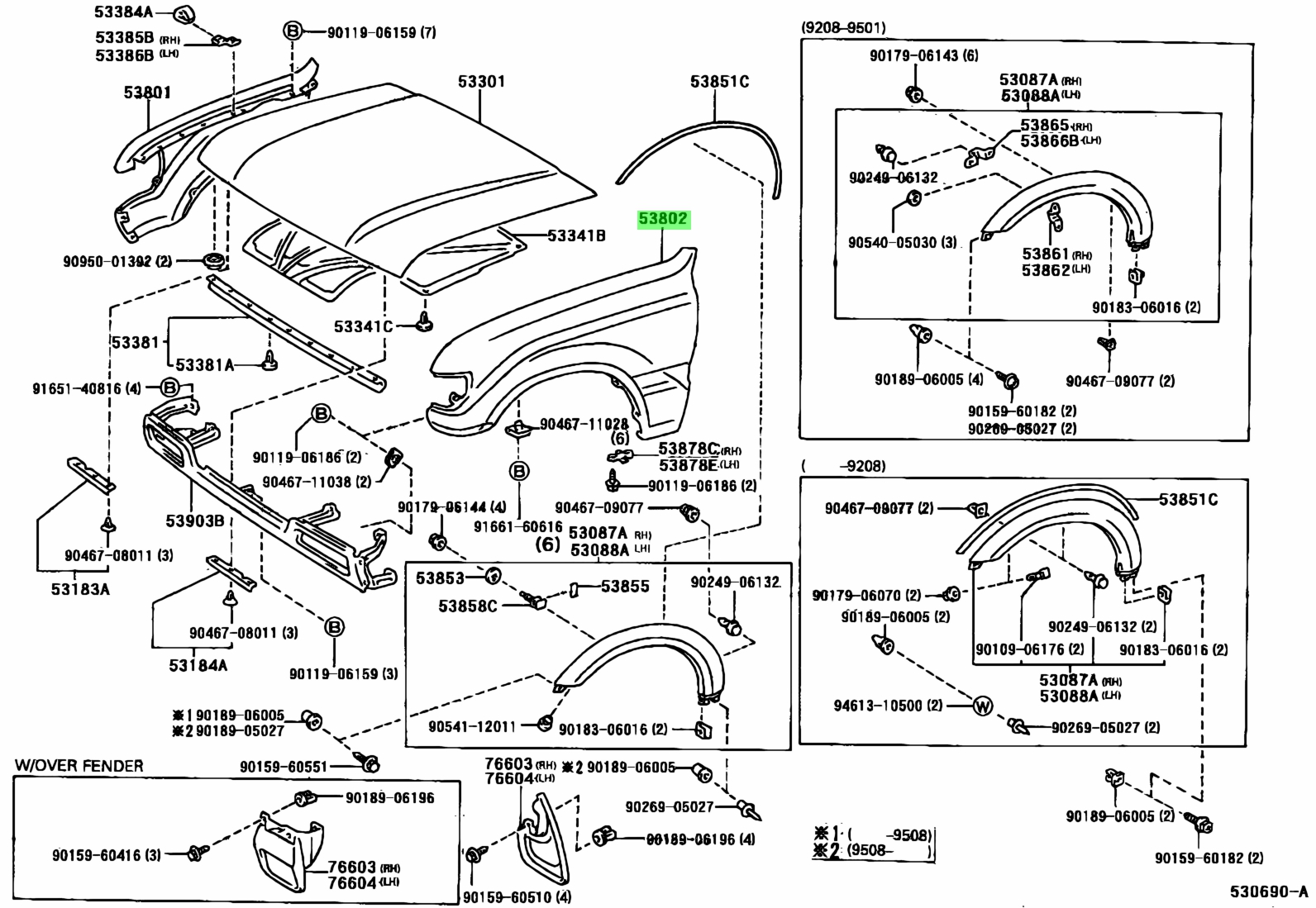 Buy Genuine Toyota 53802 60610 5380260610 Fender Sub Assy Front Lh