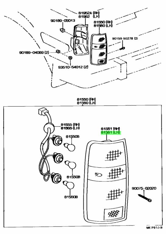 Genuine Toyota 81561-60253 (8156160253) LENS, REAR COMBINATION LAMP, LH ...