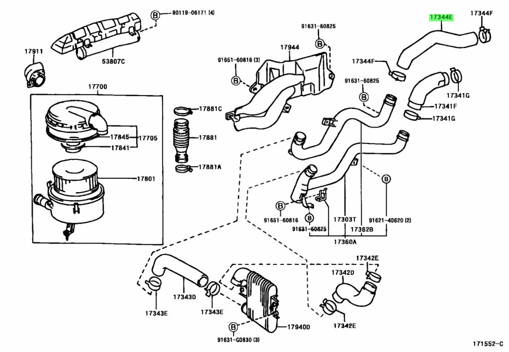 Buy Genuine Toyota 1734417014 (17344-17014) Hose, Air, No.4 for Toyota ...