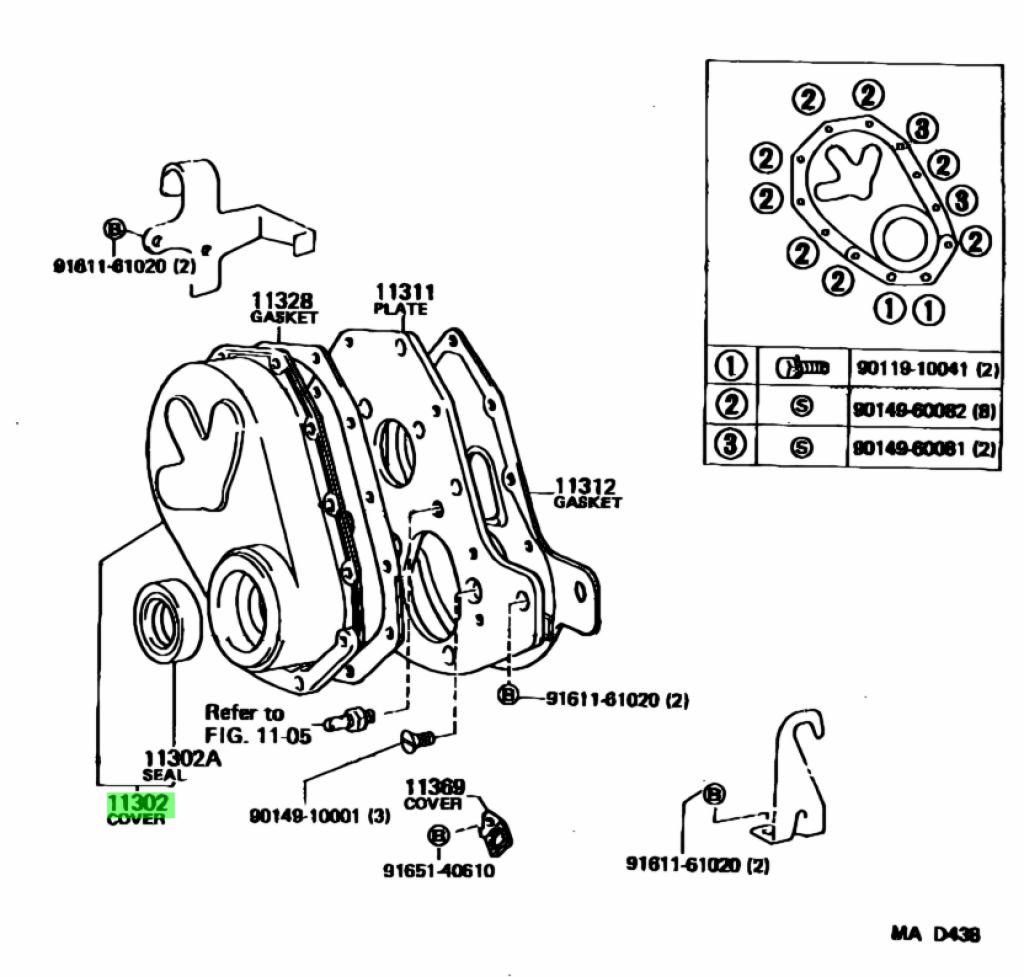 Genuine Toyota 11310-66020 (1131066020) COVER SUB-ASSY, TIMING CHAIN OR ...