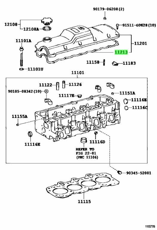 Genuine Toyota 11213-75030 (1121375030) GASKET, CYLINDER HEAD COVER ...