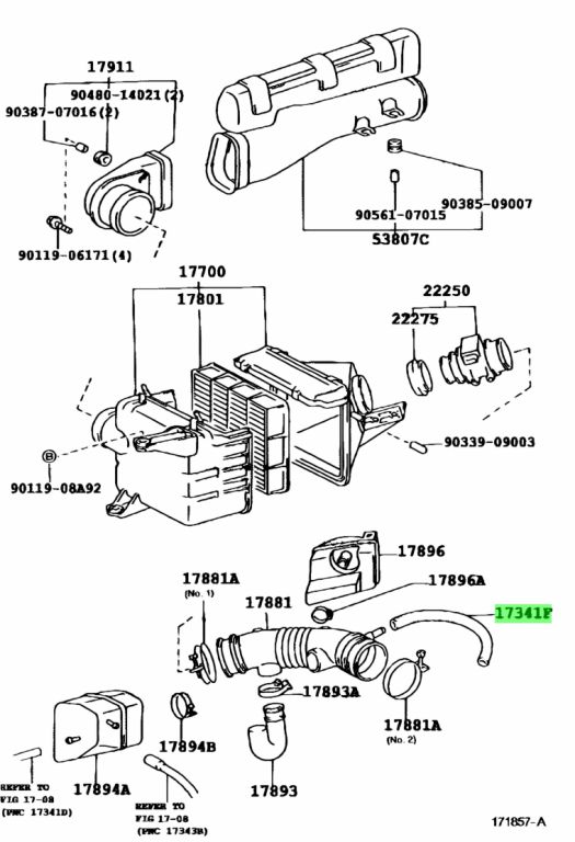 Buy Genuine Toyota 17341-67010 (1734167010) Hose, Air, No.1. Prices ...