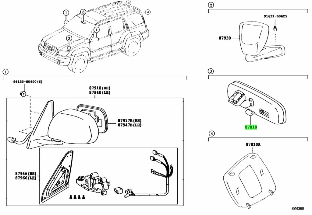 Genuine Toyota 87810-60190 (8781060190) MIRROR ASSY, INNER REAR VIEW ...