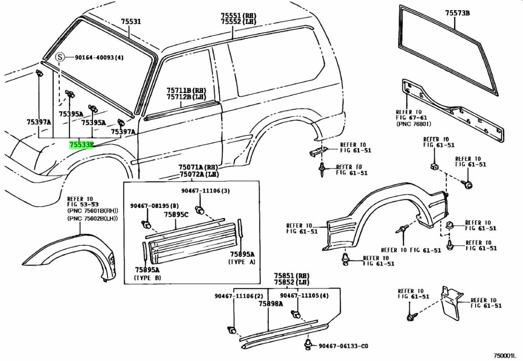 Buy Genuine Toyota 7553360020 (75533-60020) Moulding, Windshield ...