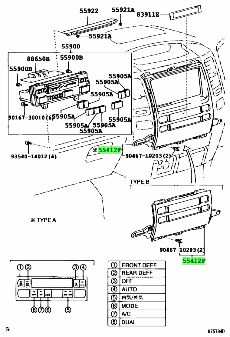 Genuine Toyota 55412-60240 (5541260240) Panel, Instrument Cluster 