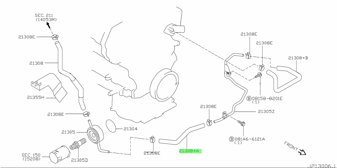 Buy Genuine Nissan 21306-AM606 (21306AM606) Hose, Water. Prices, fast ...