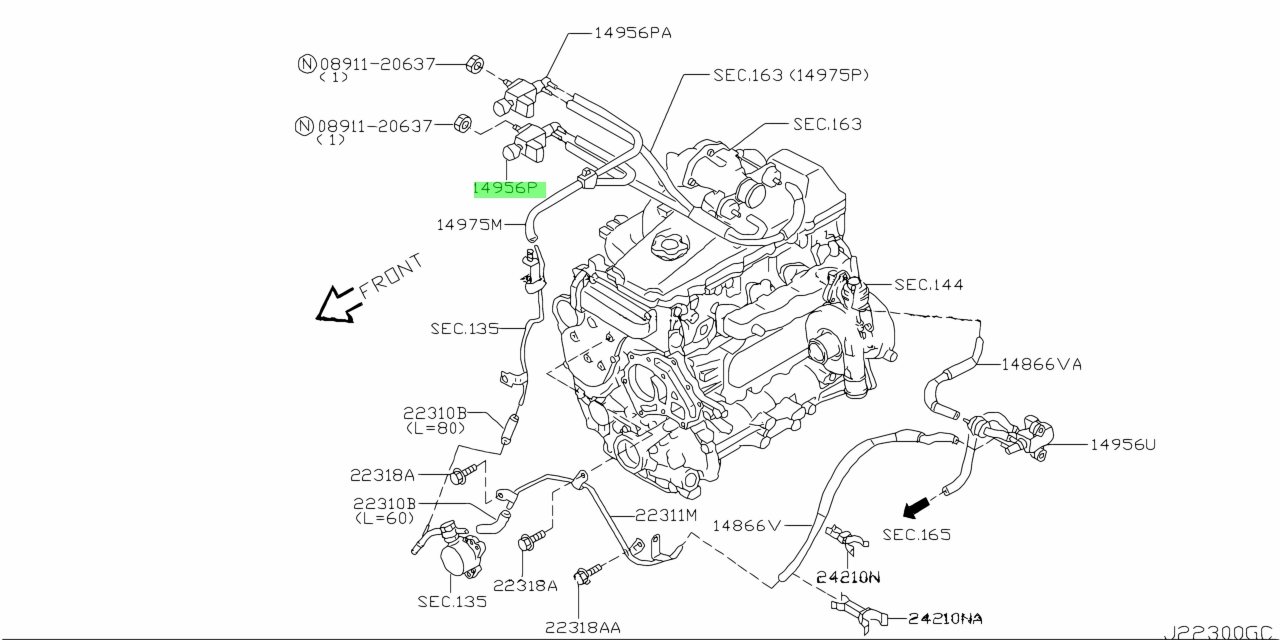 Genuine Nissan 14956-VG100 (14956VG100) VALVE - Amayama