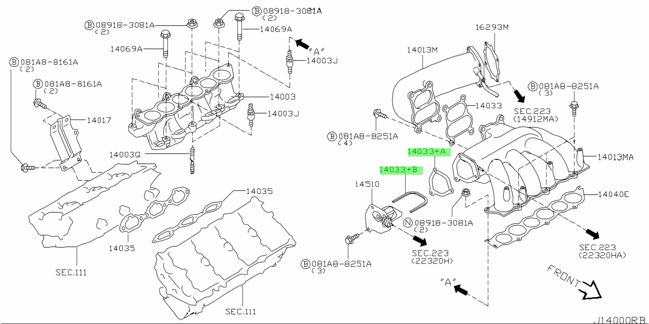 Buy Genuine Nissan 140338J120 (14033-8J120) Gasket, Intake Manifold ...