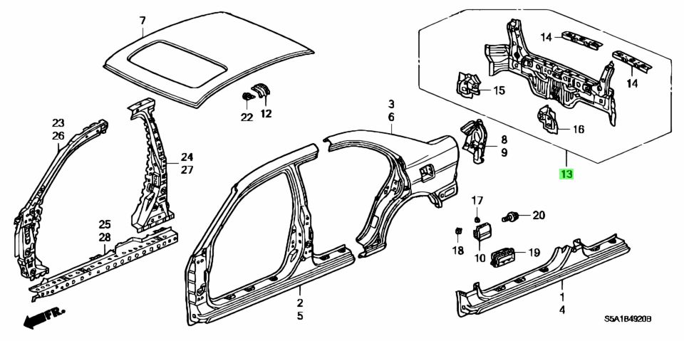 Buy Genuine Honda 66100S5A300ZZ (66100-S5A-300ZZ) Panel Comp., Rr ...