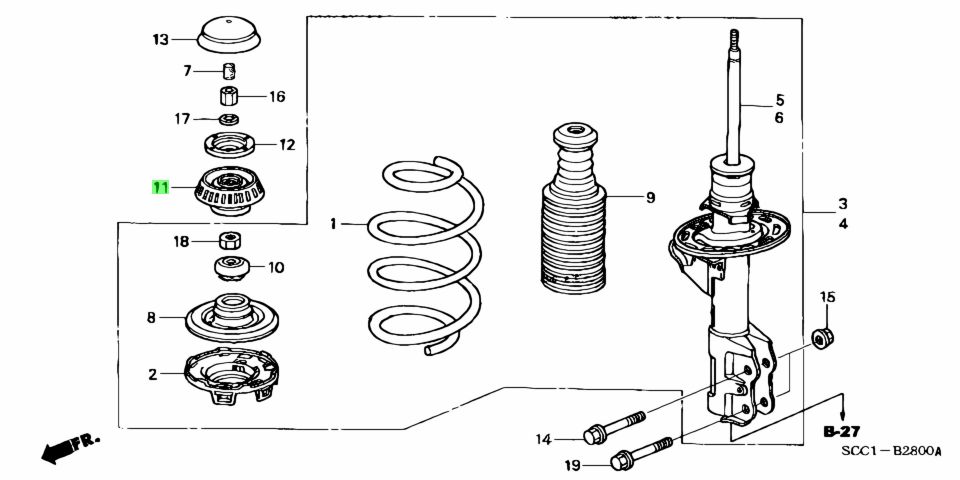 Genuine Honda 51920-SCC-015 (51920SCC015) RUBBER COMP., FR. SHOCK ...