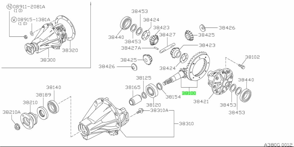 Genuine Nissan 38100-V7260 (38100V7260) GEAR SET, FINAL DRIVE - Amayama