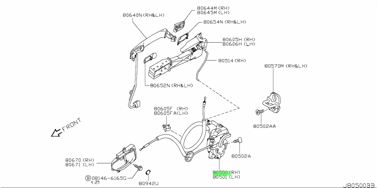 Genuine Nissan 80500-JG000 (80500JG000) LOCK & REMOTE CONTROL ASSEMBLY ...