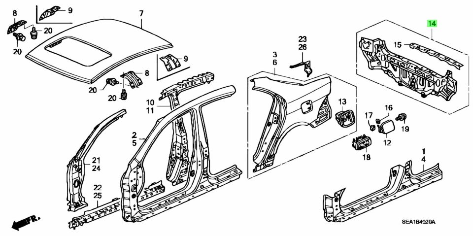 Buy Genuine Honda 66100SEA300ZZ (66100-SEA-300ZZ) Reinforcement for ...