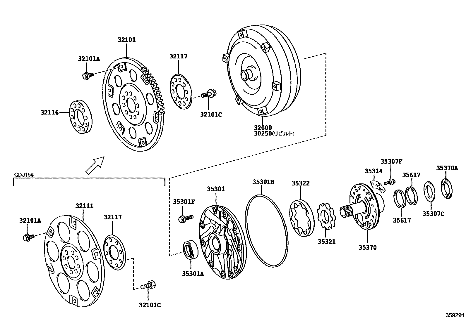 Torque converter, front oil pump & chain (atm) for Toyota Land Cruiser ...