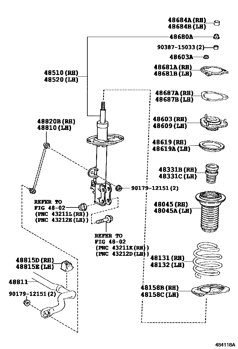 Front spring & shock absorber for Toyota Alphard H30, 3 generation 01. ...