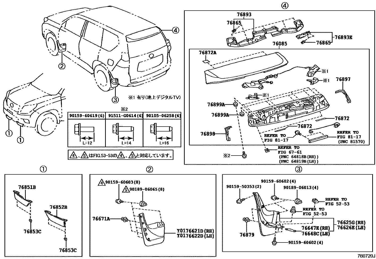 Spoiler & side mudguard for Toyota Land Cruiser Prado J150, 4 ...