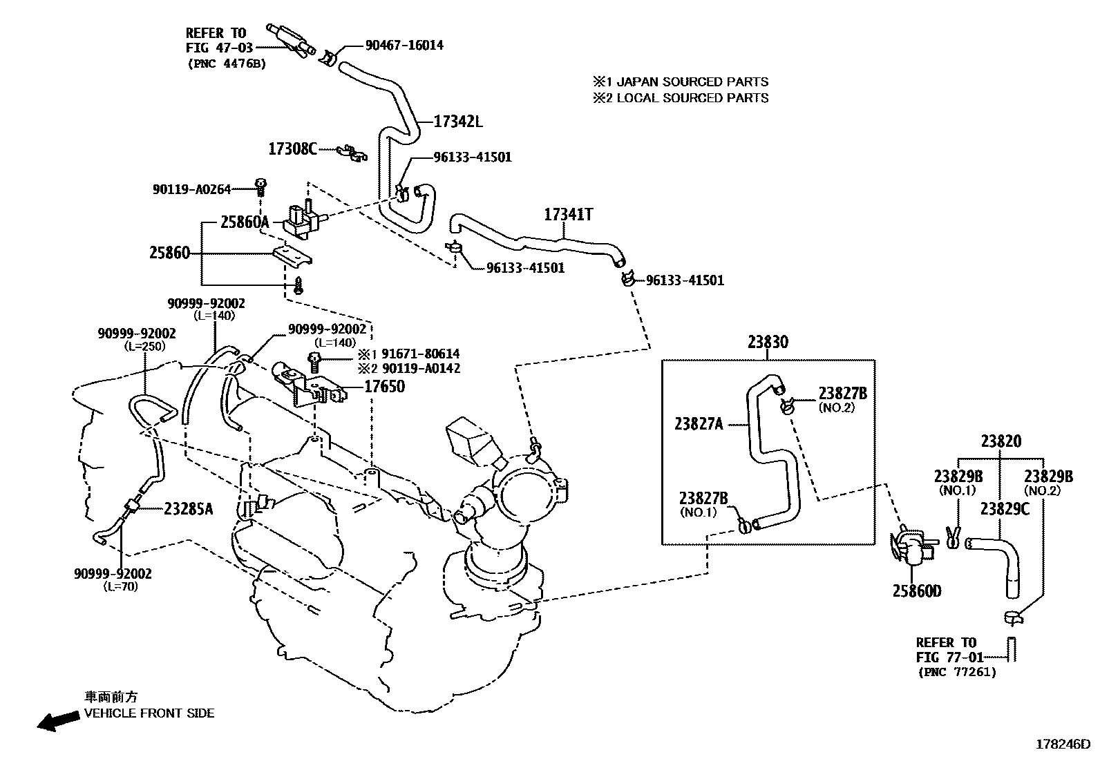 Vacuum Piping For Toyota Highlander Xu50, 3 Generation 03.2013 - 01. 