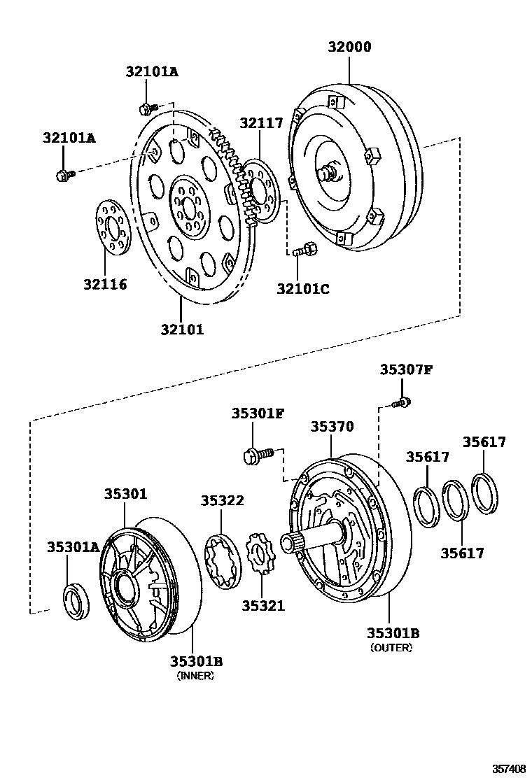 Torque converter, front oil pump & chain (atm) for Toyota Land Cruiser ...