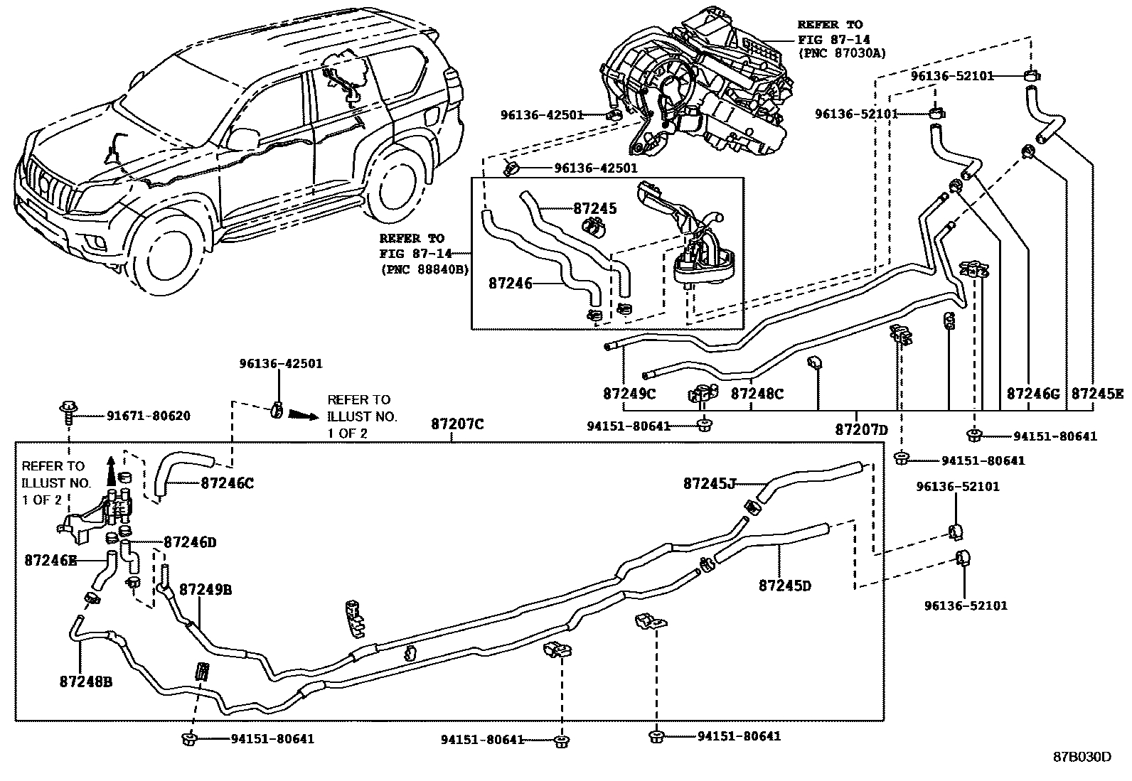 Heating & air conditioning - water piping for Toyota Land Cruiser Prado