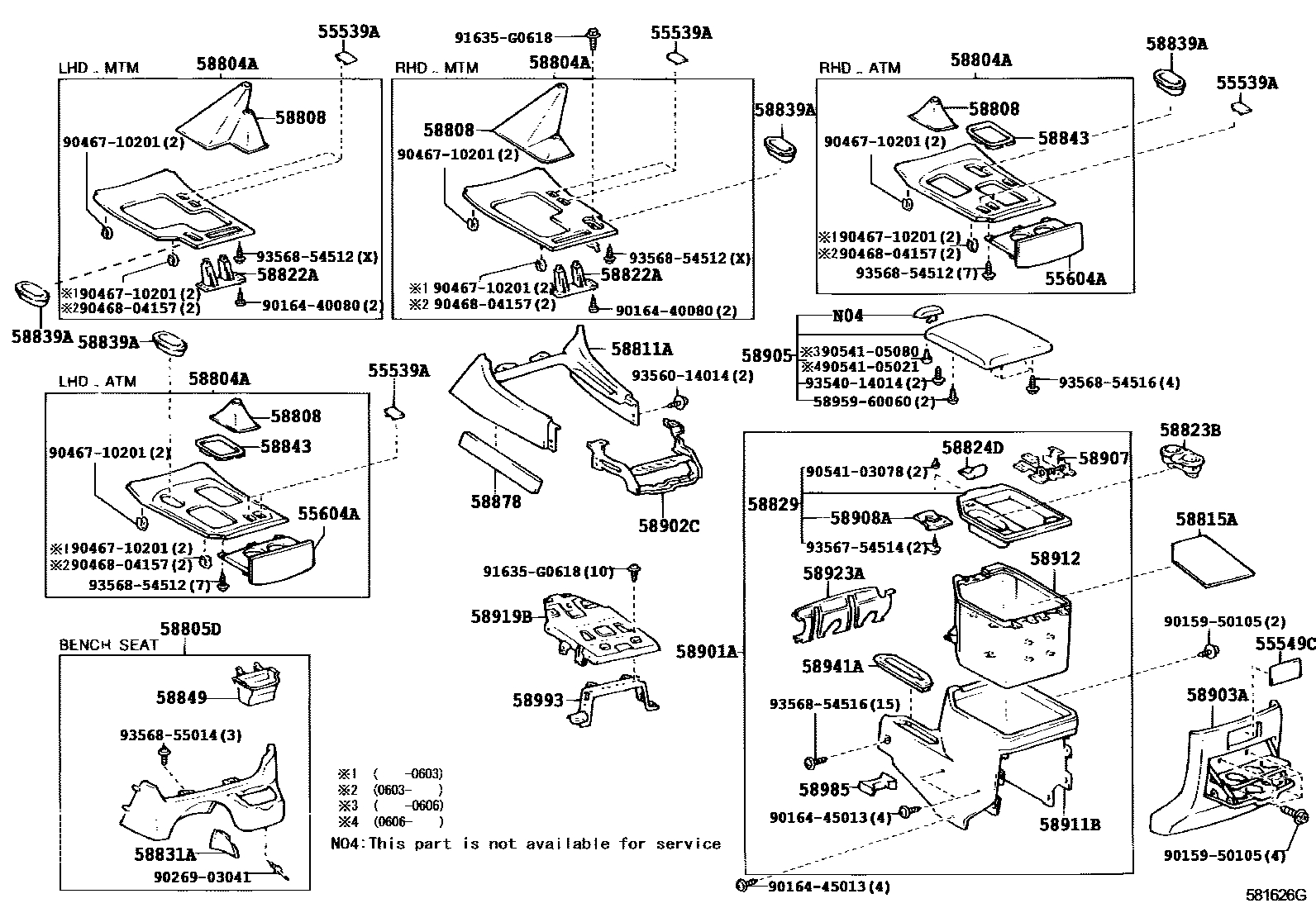 Console box & bracket for Toyota Land Cruiser 100, 10 generation ...